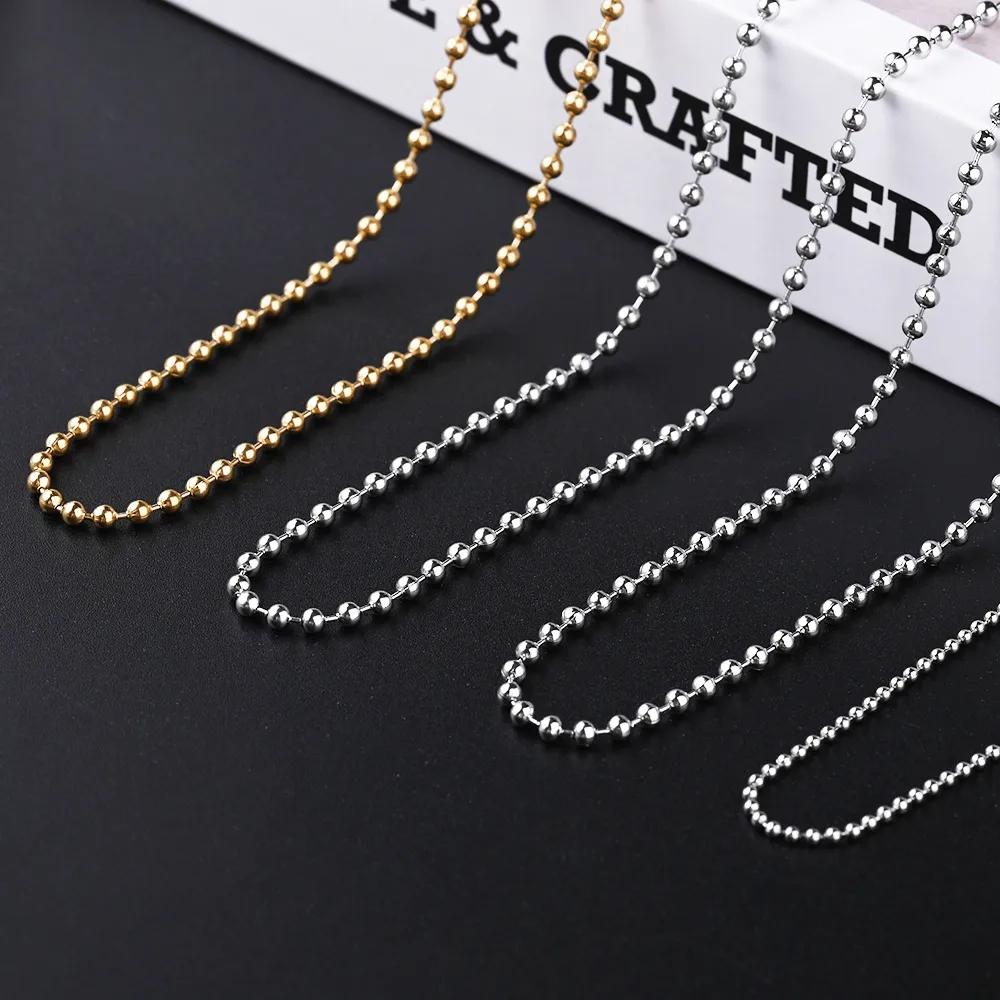 10 Strands/Package 450mm 600mm 304 Stainless Steel Gold Plated Ball Solid Color Polished Semi-Finished Necklace Chain display picture 1