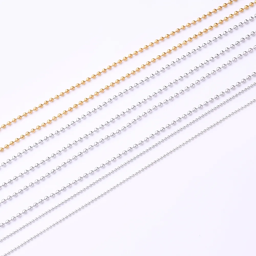 10 Strands/Package 450mm 600mm 304 Stainless Steel Gold Plated Ball Solid Color Polished Semi-Finished Necklace Chain display picture 4