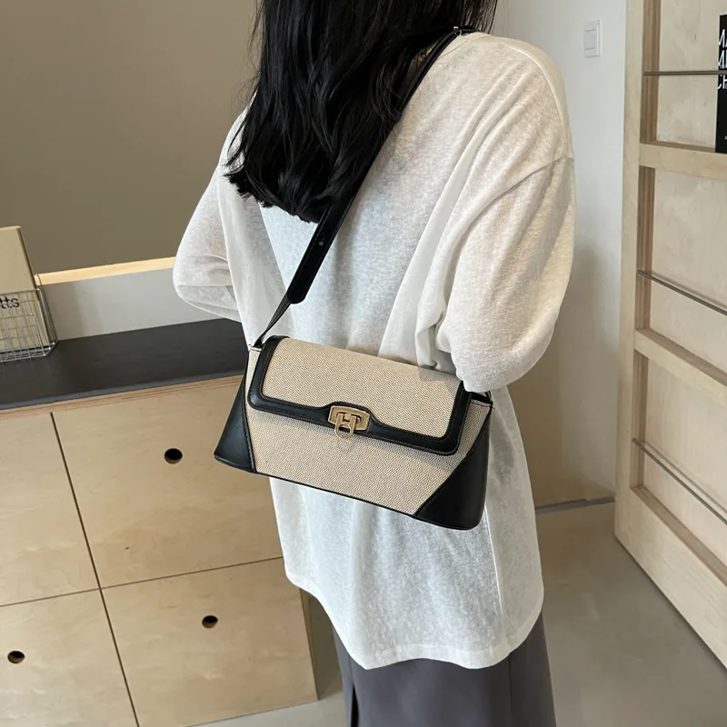 Women's Medium Pu Leather Monogram Vintage Style Classic Style Sewing Thread Square Flip Cover Underarm Bag display picture 1