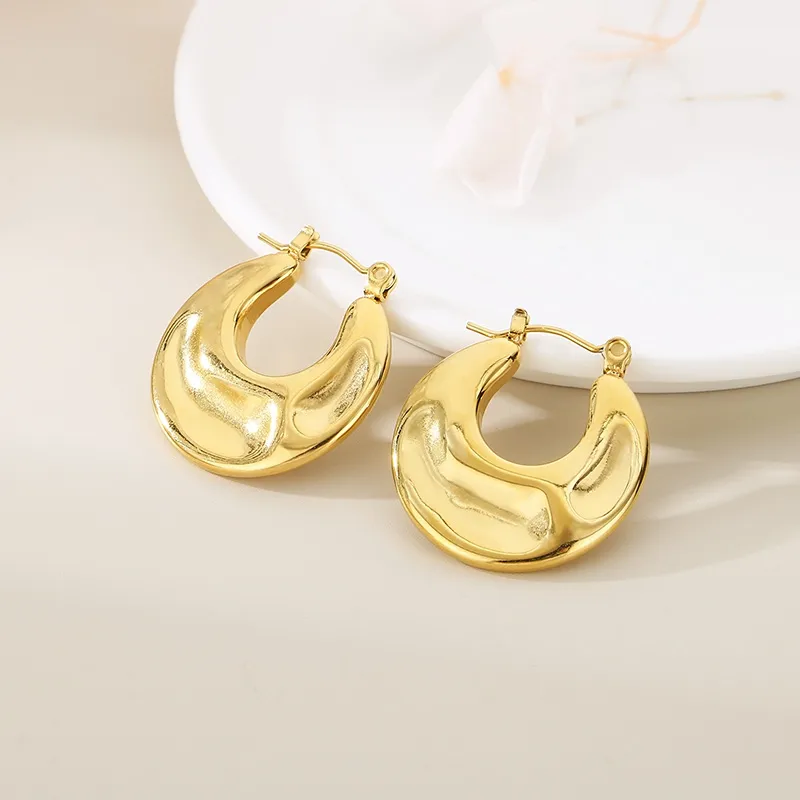 1 Pair Vintage Style Solid Color Plating 304 Stainless Steel 18K Gold Plated Earrings display picture 2