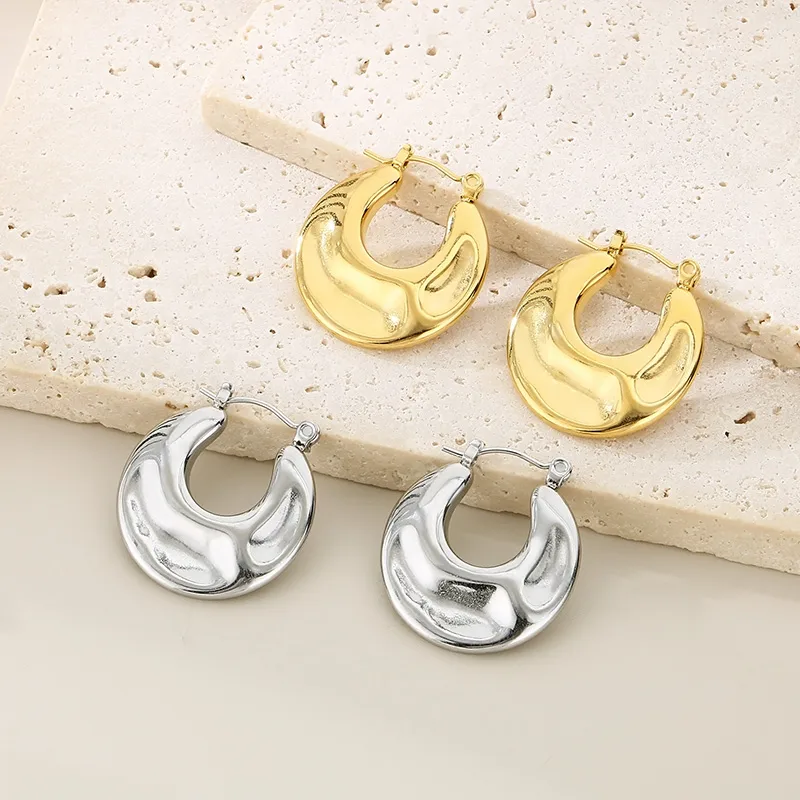 1 Pair Vintage Style Solid Color Plating 304 Stainless Steel 18K Gold Plated Earrings display picture 3