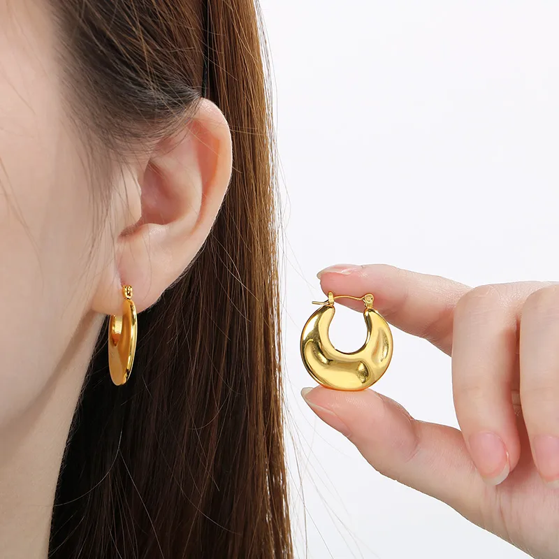 1 Pair Vintage Style Solid Color Plating 304 Stainless Steel 18K Gold Plated Earrings display picture 5