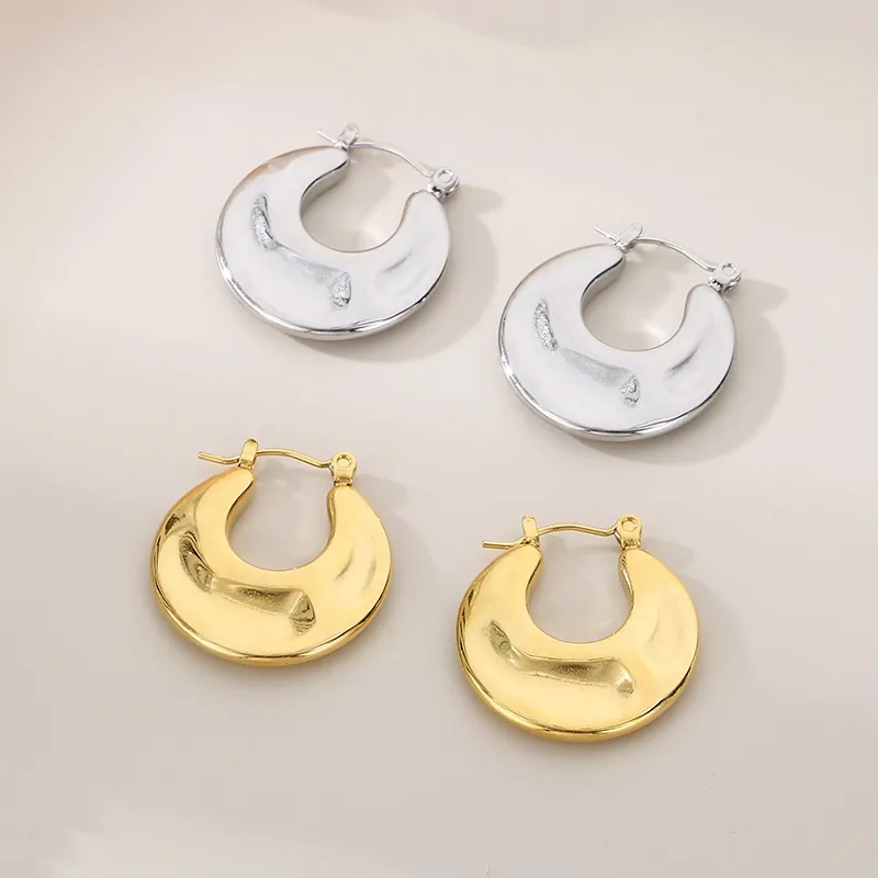 1 Pair Vintage Style Solid Color Plating 304 Stainless Steel 18K Gold Plated Earrings display picture 6