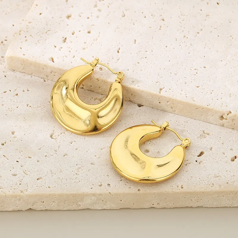 1 Pair Vintage Style Solid Color Plating 304 Stainless Steel 18K Gold Plated Earrings display picture 8