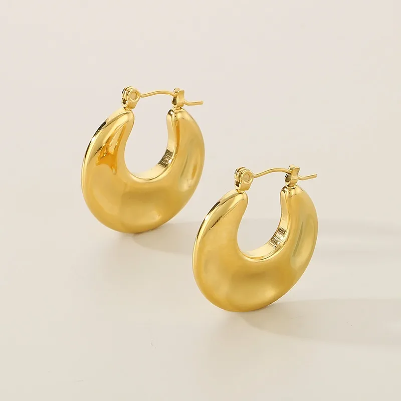 1 Pair Vintage Style Solid Color Plating 304 Stainless Steel 18K Gold Plated Earrings display picture 7
