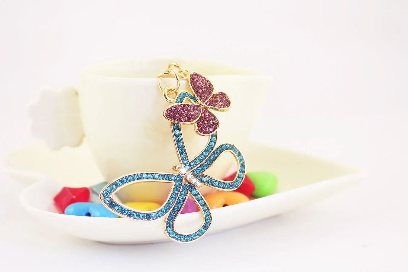 Glam Butterfly Zinc Alloy Inlay Rhinestones Women's Bag Pendant Keychain display picture 2