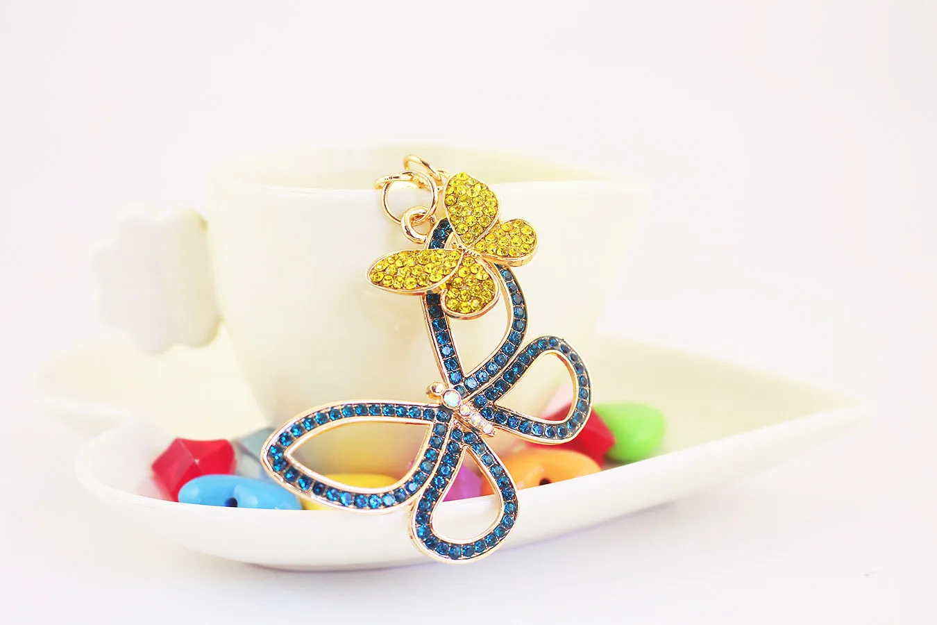 Glam Butterfly Zinc Alloy Inlay Rhinestones Women's Bag Pendant Keychain display picture 3