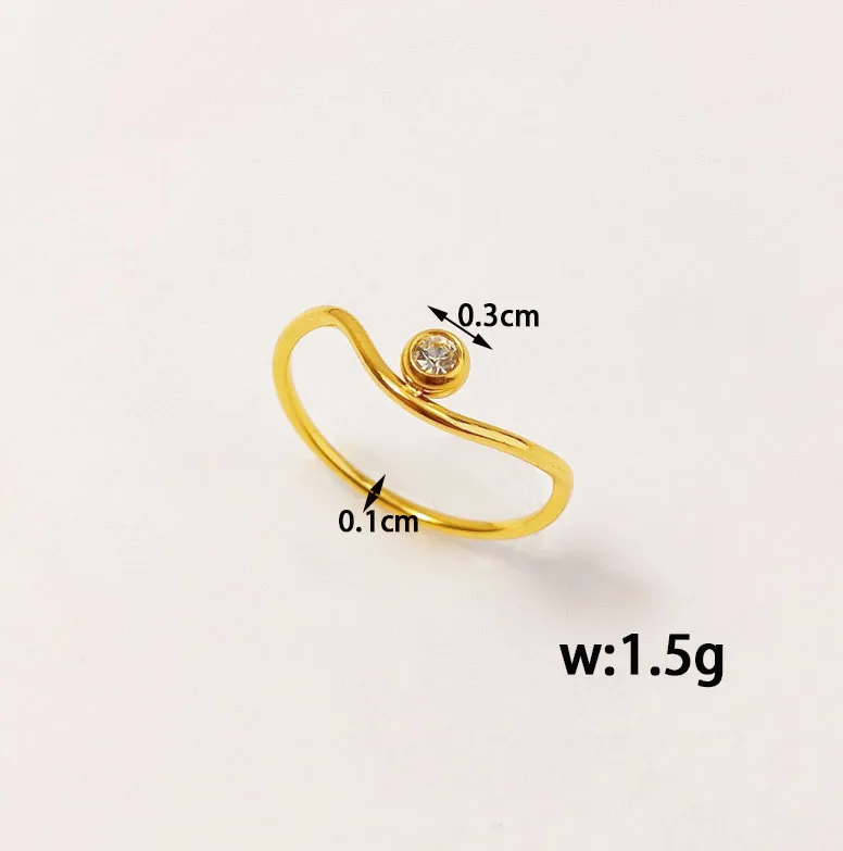 Wholesale Jewelry Simple Style Classic Style Commute Round Waves 304 Stainless Steel Titanium Steel Zircon 18K Gold Plated Inlay Rings display picture 6