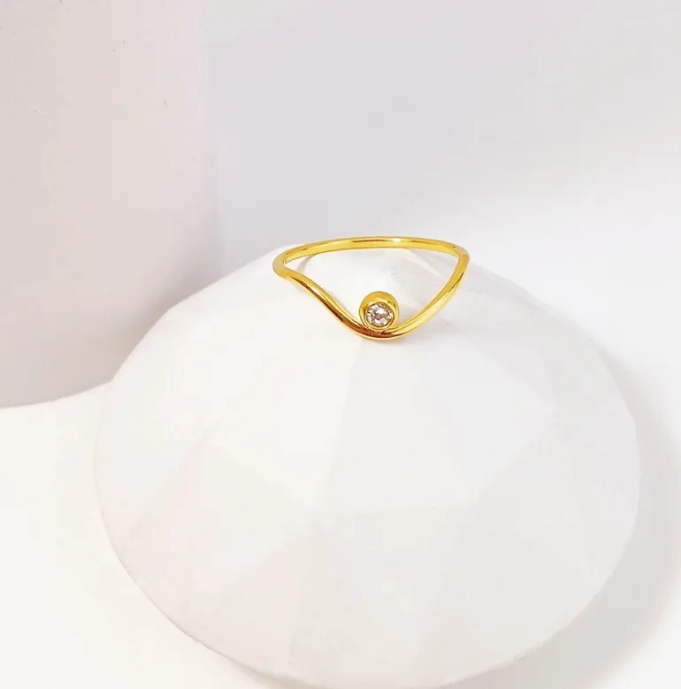 Wholesale Jewelry Simple Style Classic Style Commute Round Waves 304 Stainless Steel Titanium Steel Zircon 18K Gold Plated Inlay Rings display picture 4