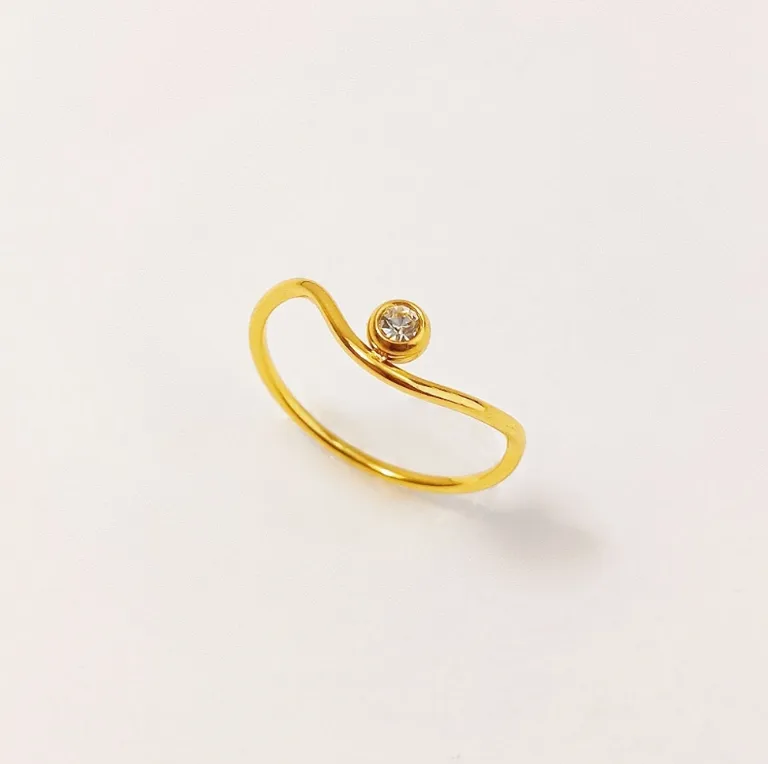 Wholesale Jewelry Simple Style Classic Style Commute Round Waves 304 Stainless Steel Titanium Steel Zircon 18K Gold Plated Inlay Rings display picture 2