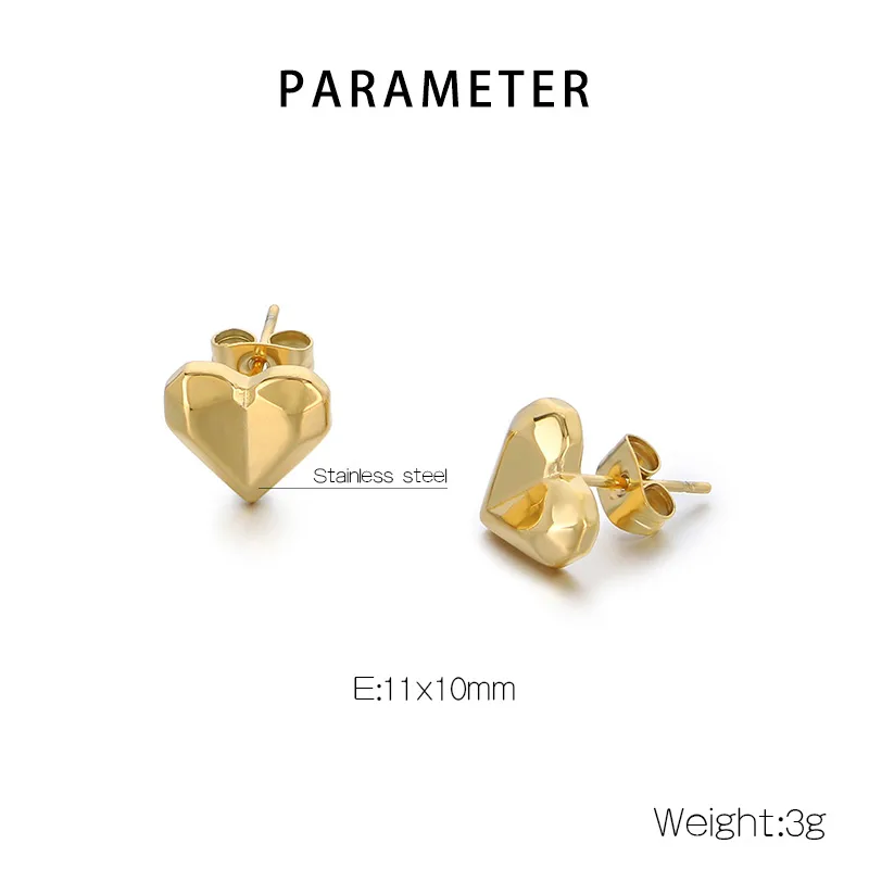 1 Pair Sweet Simple Style Heart Shape 304 Stainless Steel 18K Gold Plated Ear Studs display picture 1