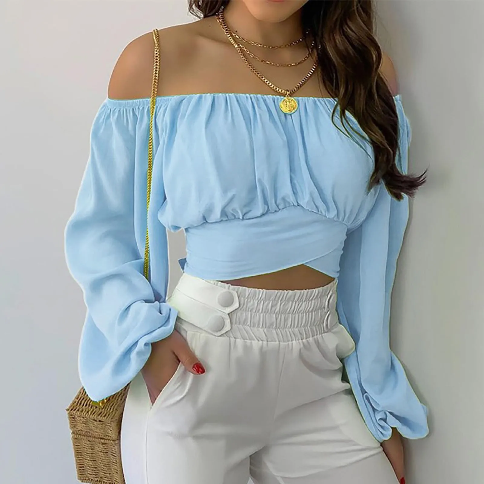 Women's Long Sleeve Blouses Casual Solid Color display picture 12