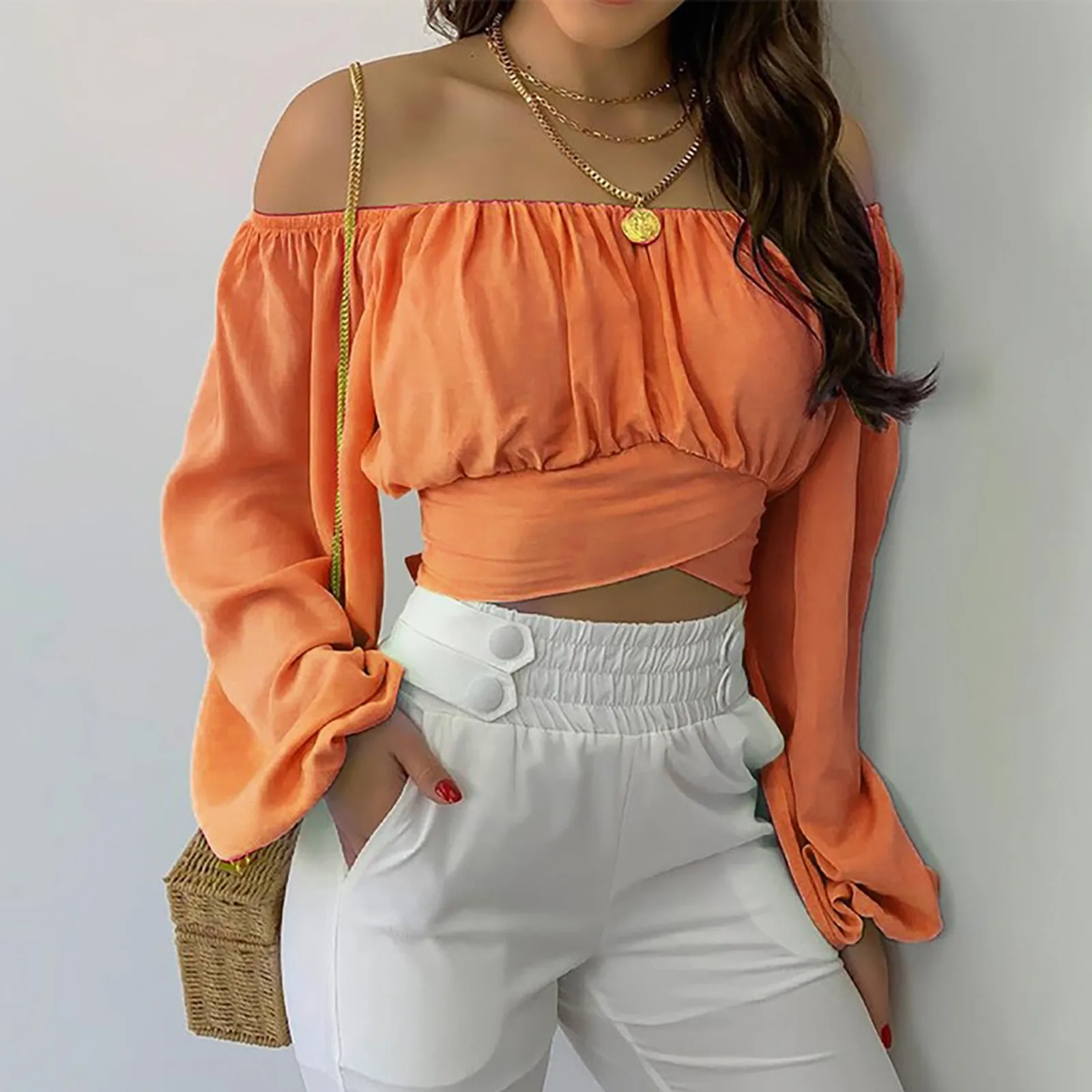 Women's Long Sleeve Blouses Casual Solid Color display picture 28
