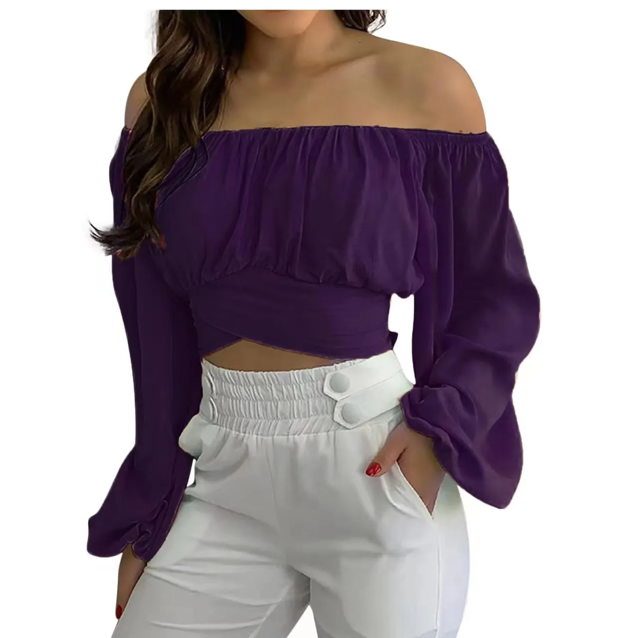 Women's Long Sleeve Blouses Casual Solid Color display picture 30