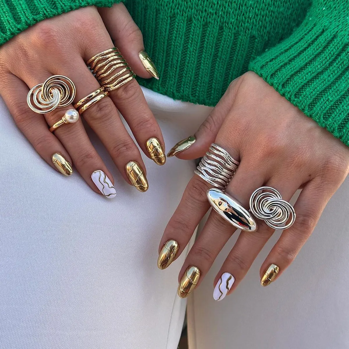 Wholesale Jewelry Simple Style Classic Style Oval 316 Stainless Steel  18K Gold Plated Plating Rings display picture 2