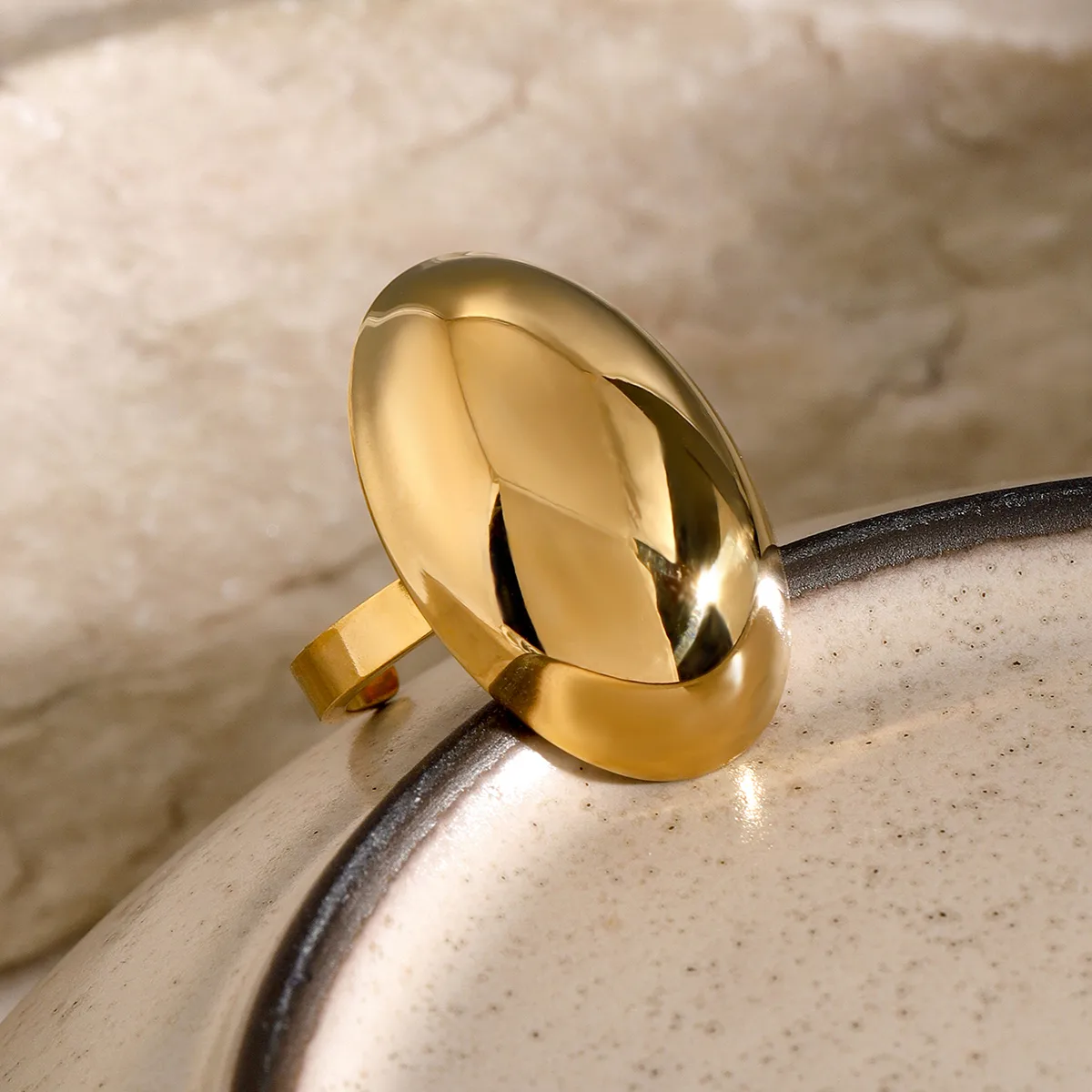 Wholesale Jewelry Simple Style Classic Style Oval 316 Stainless Steel  18K Gold Plated Plating Rings display picture 7