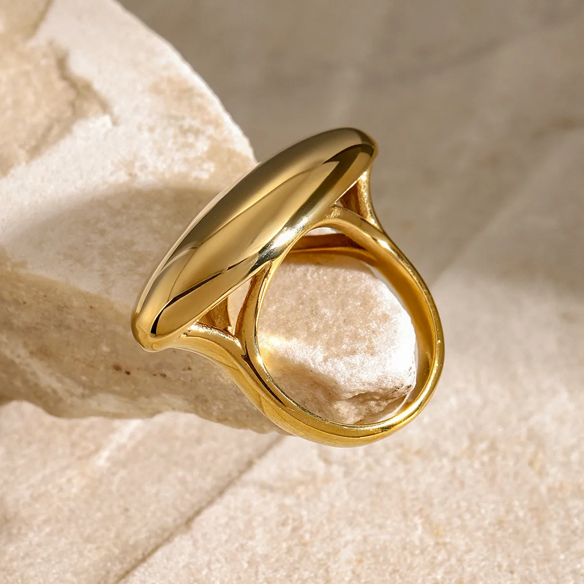 Wholesale Jewelry Simple Style Classic Style Oval 316 Stainless Steel  18K Gold Plated Plating Rings display picture 9