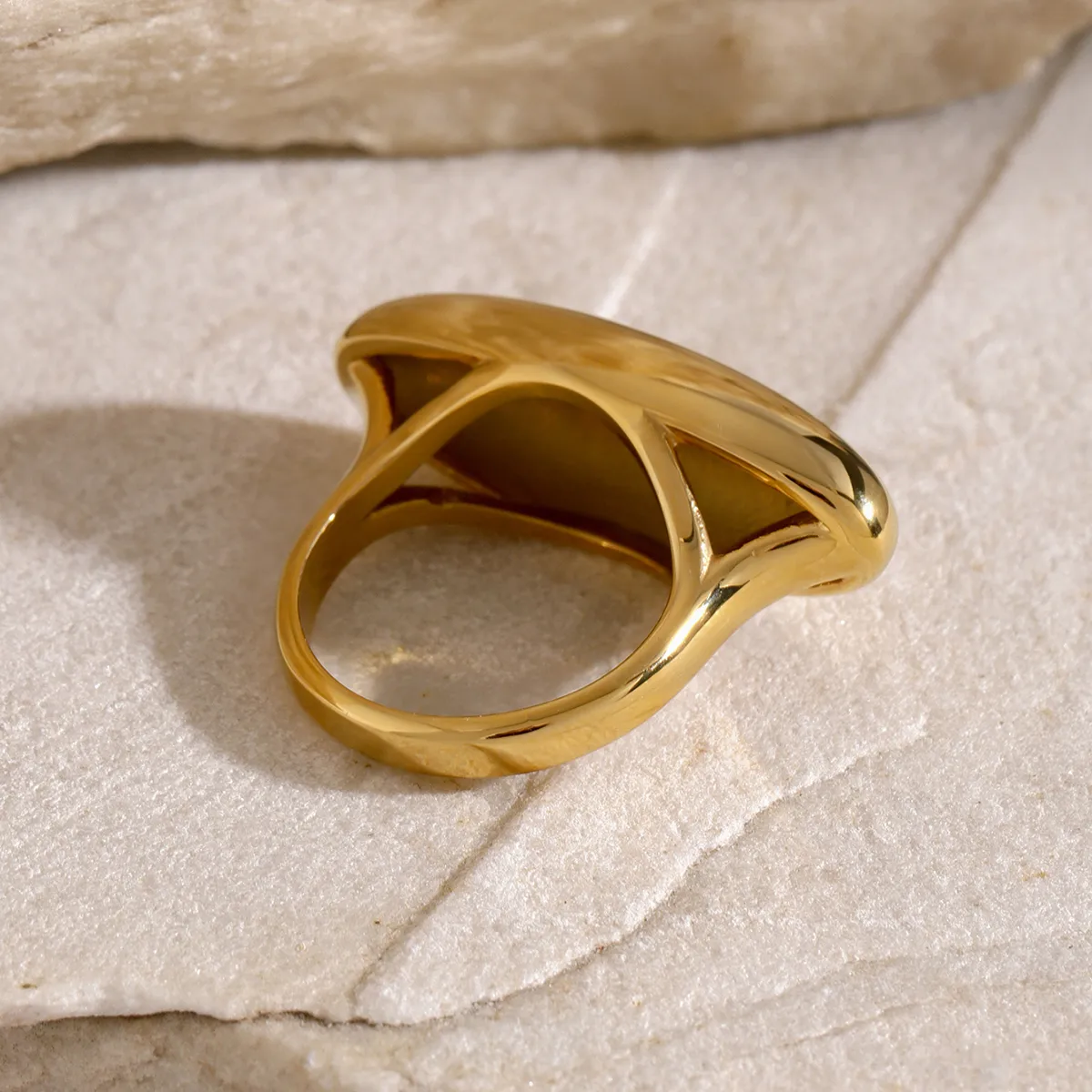 Wholesale Jewelry Simple Style Classic Style Oval 316 Stainless Steel  18K Gold Plated Plating Rings display picture 8