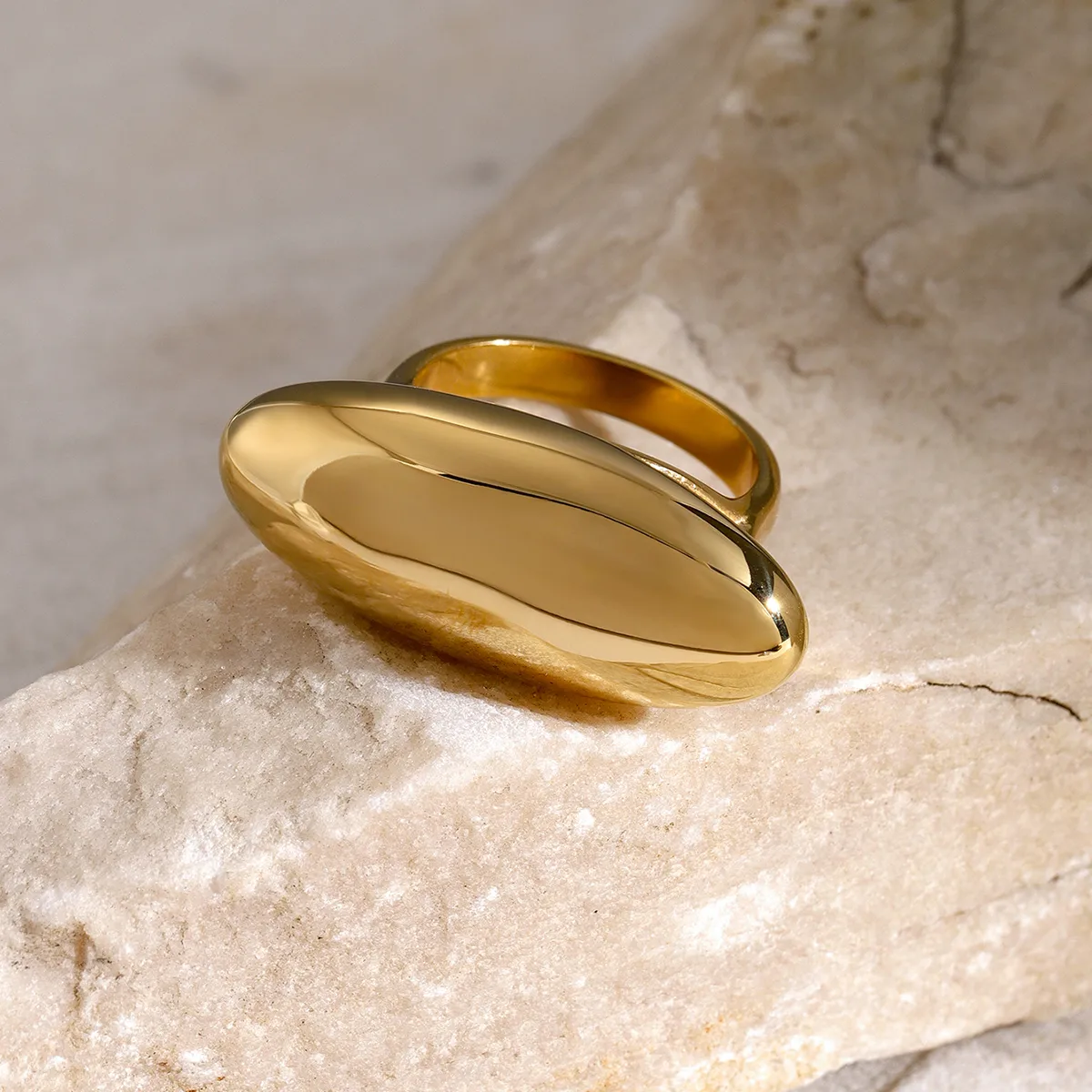 Wholesale Jewelry Simple Style Classic Style Oval 316 Stainless Steel  18K Gold Plated Plating Rings display picture 10