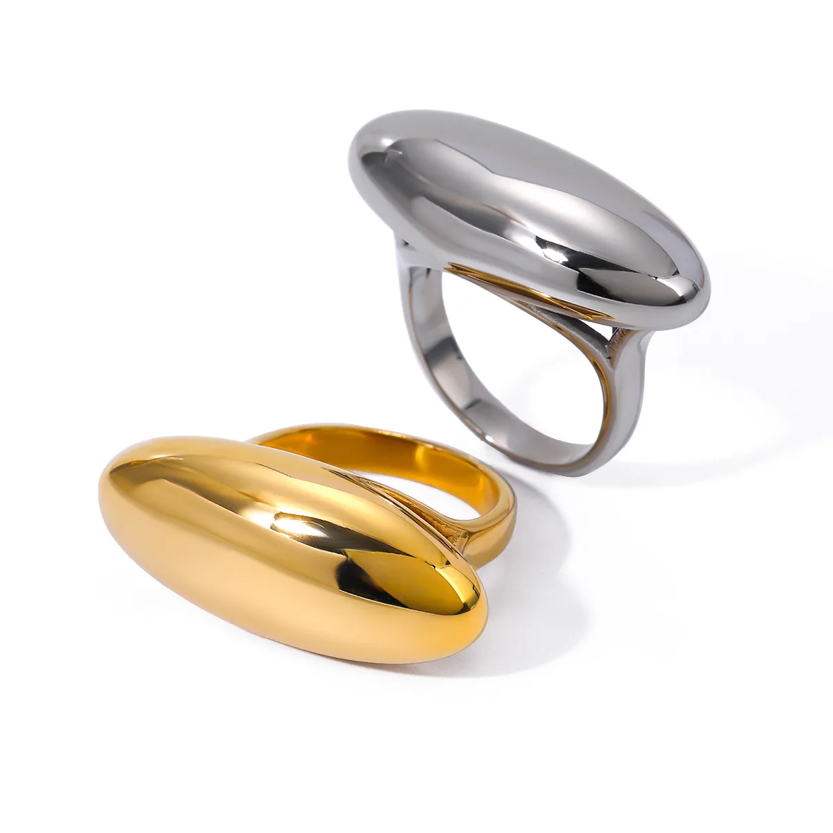 Wholesale Jewelry Simple Style Classic Style Oval 316 Stainless Steel  18K Gold Plated Plating Rings display picture 12