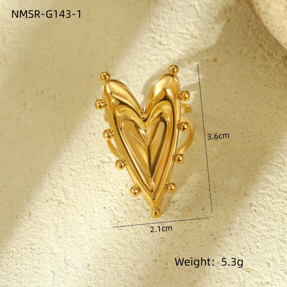 Classic Style Heart Shape 304 Stainless Steel Women's Adjustable Ring Charm Rings Open Rings display picture 2
