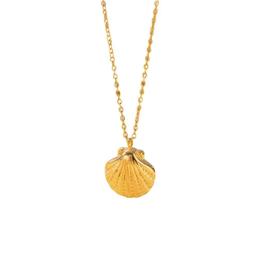 Wholesale Jewelry Casual Simple Style Shell 304 Stainless Steel 18K Gold Plated Scallop Polishing Plating Pendant Necklace display picture 4
