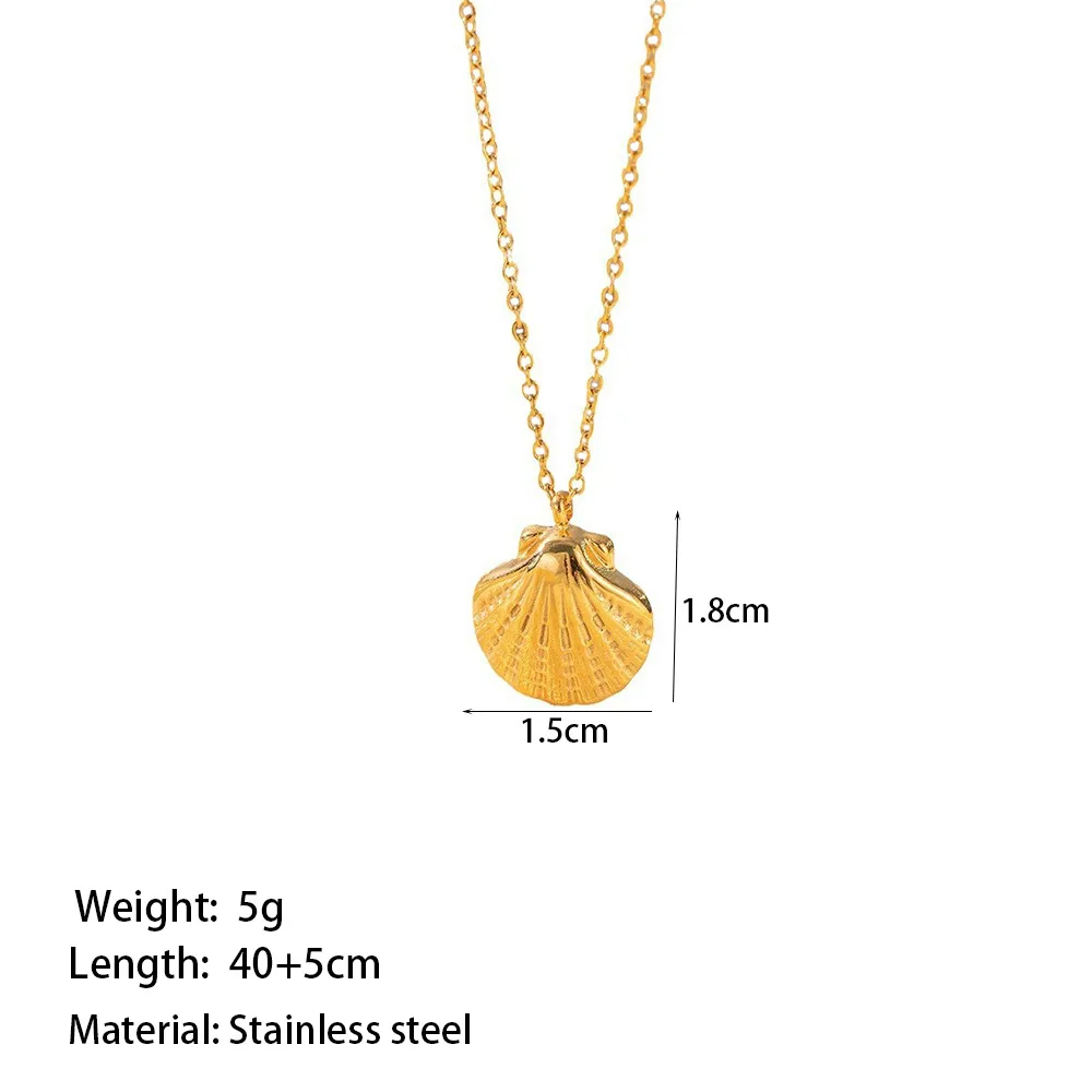 Wholesale Jewelry Casual Simple Style Shell 304 Stainless Steel 18K Gold Plated Scallop Polishing Plating Pendant Necklace display picture 5