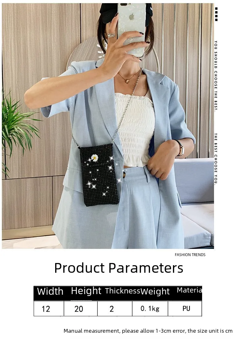 Internet Celebrity Style Casual Street Diamond Shiny Chain Shoulder Messenger Bag Trendy Fashion Shiny Personalized Phone Bag display picture 3