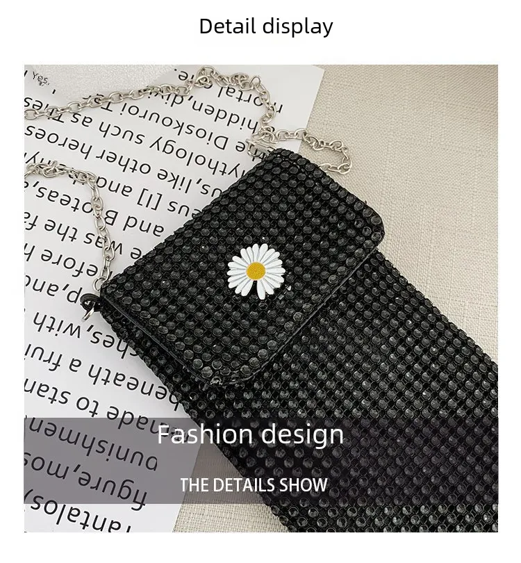 Internet Celebrity Style Casual Street Diamond Shiny Chain Shoulder Messenger Bag Trendy Fashion Shiny Personalized Phone Bag display picture 4