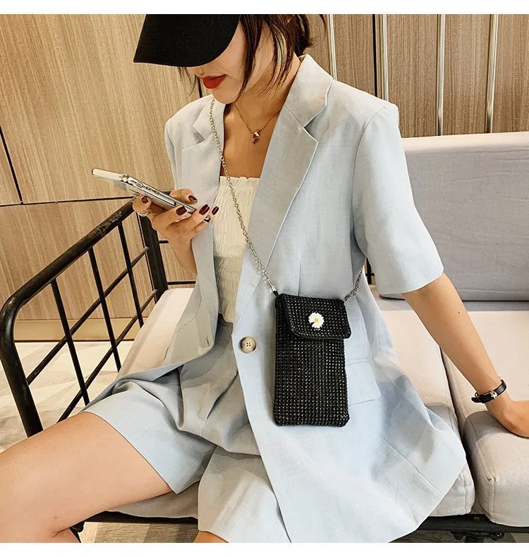 Internet Celebrity Style Casual Street Diamond Shiny Chain Shoulder Messenger Bag Trendy Fashion Shiny Personalized Phone Bag display picture 21