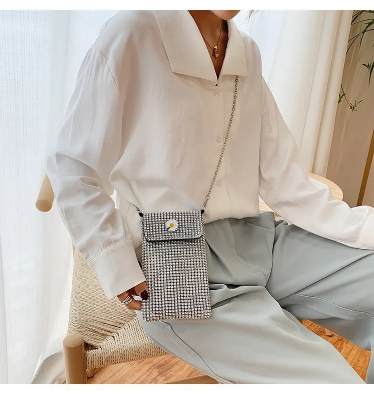 Internet Celebrity Style Casual Street Diamond Shiny Chain Shoulder Messenger Bag Trendy Fashion Shiny Personalized Phone Bag display picture 23
