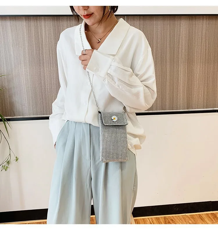 Internet Celebrity Style Casual Street Diamond Shiny Chain Shoulder Messenger Bag Trendy Fashion Shiny Personalized Phone Bag display picture 24