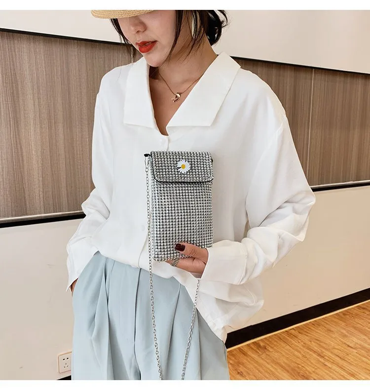 Internet Celebrity Style Casual Street Diamond Shiny Chain Shoulder Messenger Bag Trendy Fashion Shiny Personalized Phone Bag display picture 26