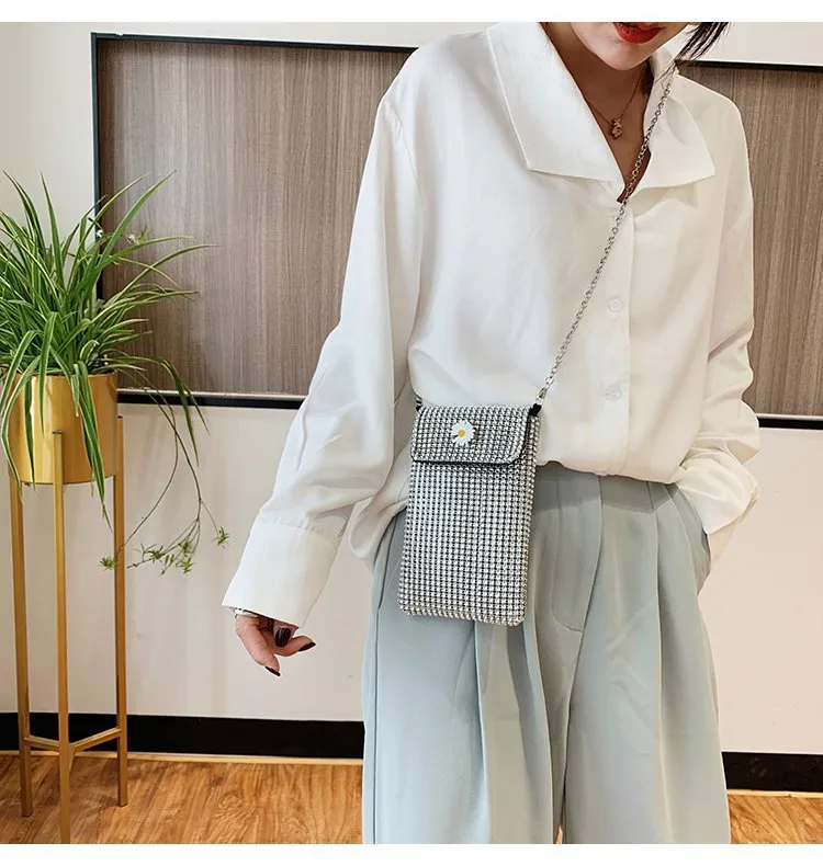 Internet Celebrity Style Casual Street Diamond Shiny Chain Shoulder Messenger Bag Trendy Fashion Shiny Personalized Phone Bag display picture 28