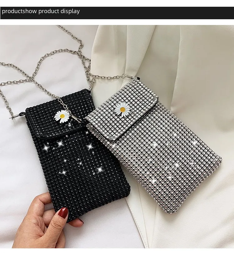 Internet Celebrity Style Casual Street Diamond Shiny Chain Shoulder Messenger Bag Trendy Fashion Shiny Personalized Phone Bag display picture 30