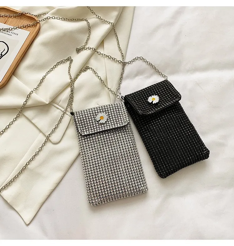 Internet Celebrity Style Casual Street Diamond Shiny Chain Shoulder Messenger Bag Trendy Fashion Shiny Personalized Phone Bag display picture 32