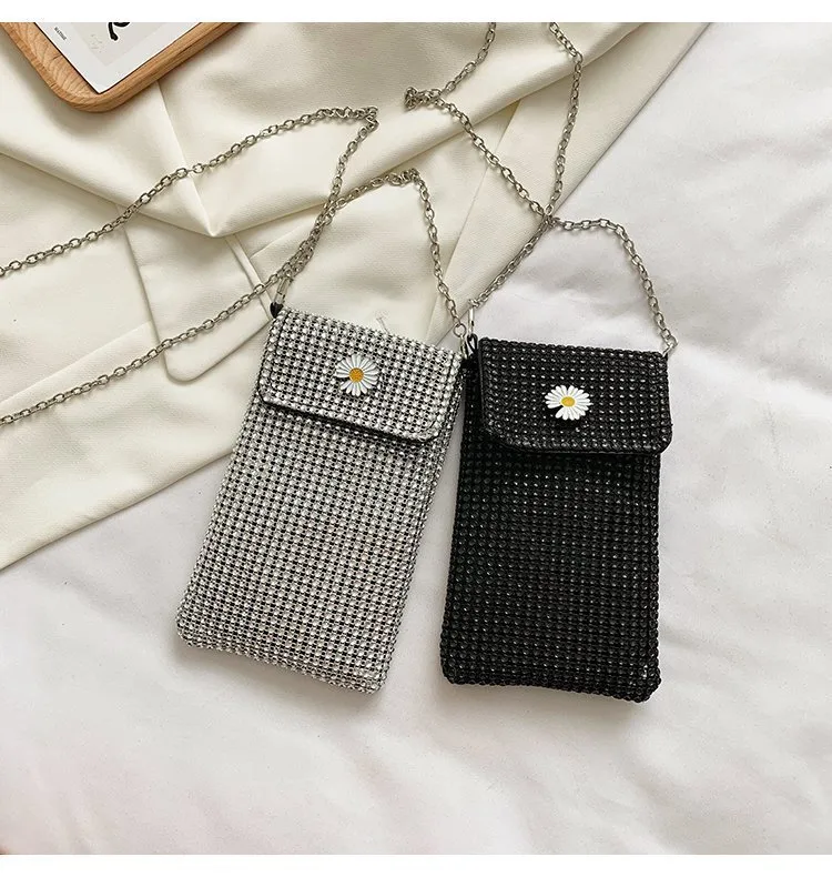 Internet Celebrity Style Casual Street Diamond Shiny Chain Shoulder Messenger Bag Trendy Fashion Shiny Personalized Phone Bag display picture 33