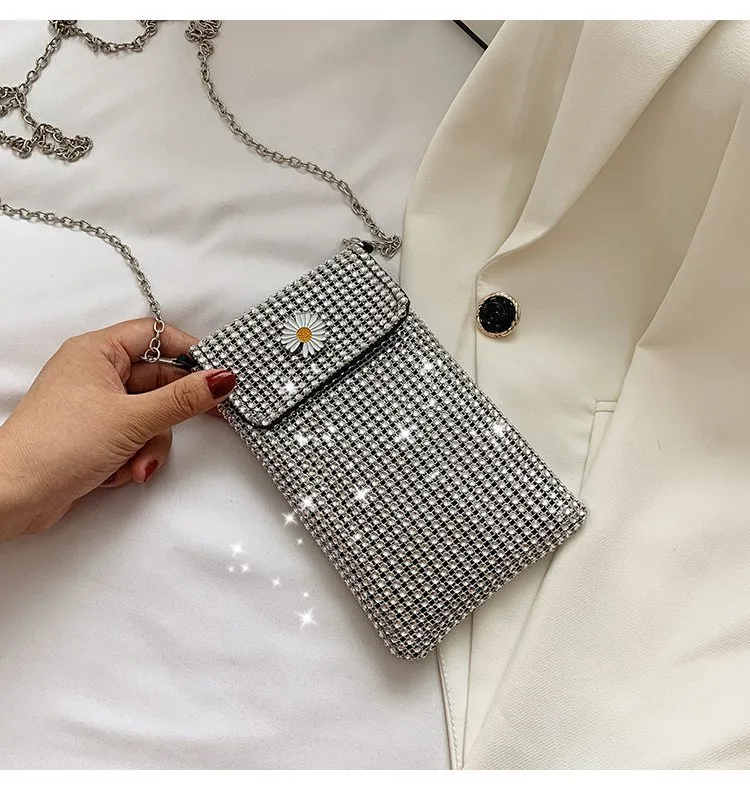 Internet Celebrity Style Casual Street Diamond Shiny Chain Shoulder Messenger Bag Trendy Fashion Shiny Personalized Phone Bag display picture 34
