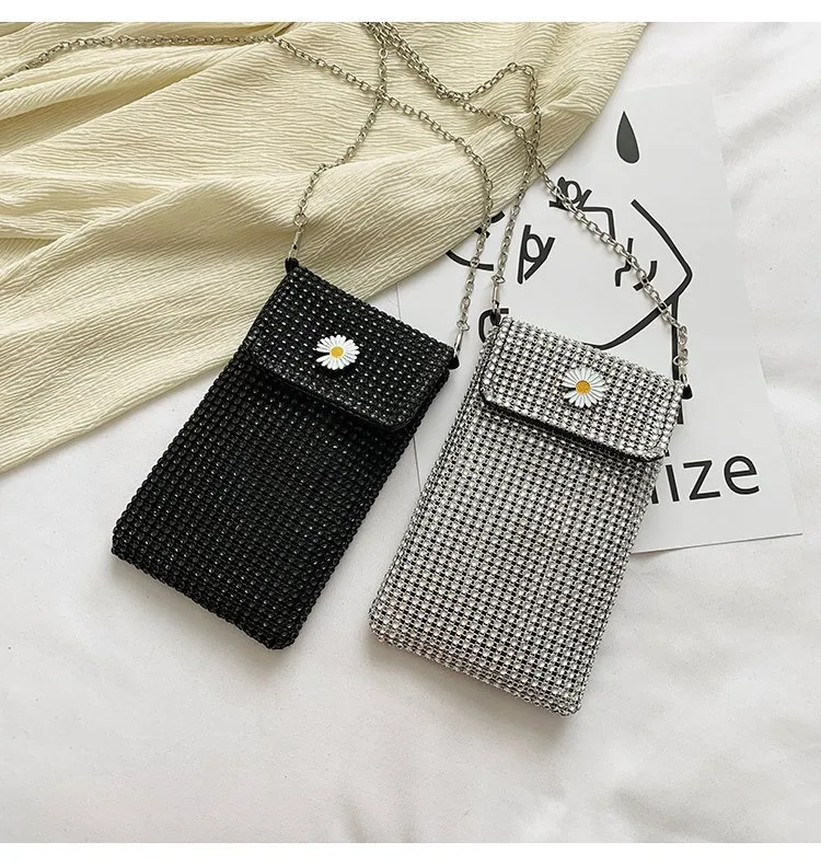 Internet Celebrity Style Casual Street Diamond Shiny Chain Shoulder Messenger Bag Trendy Fashion Shiny Personalized Phone Bag display picture 36