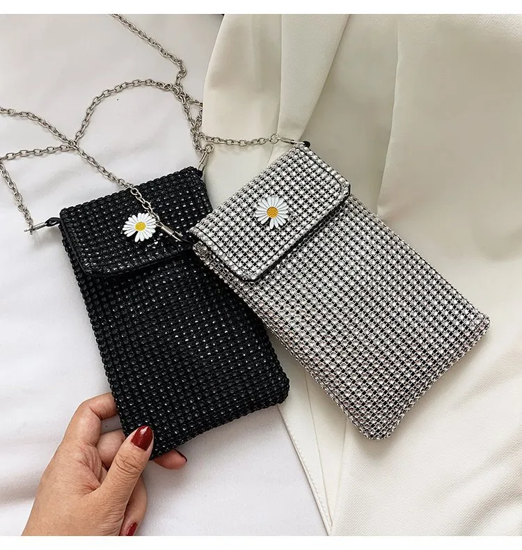 Internet Celebrity Style Casual Street Diamond Shiny Chain Shoulder Messenger Bag Trendy Fashion Shiny Personalized Phone Bag display picture 37