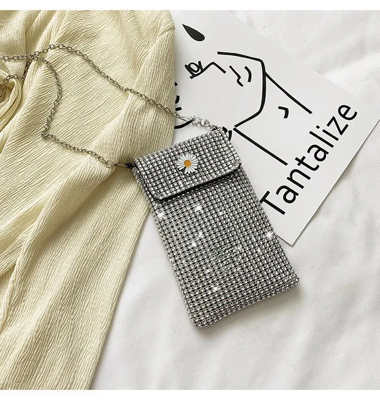 Internet Celebrity Style Casual Street Diamond Shiny Chain Shoulder Messenger Bag Trendy Fashion Shiny Personalized Phone Bag display picture 39