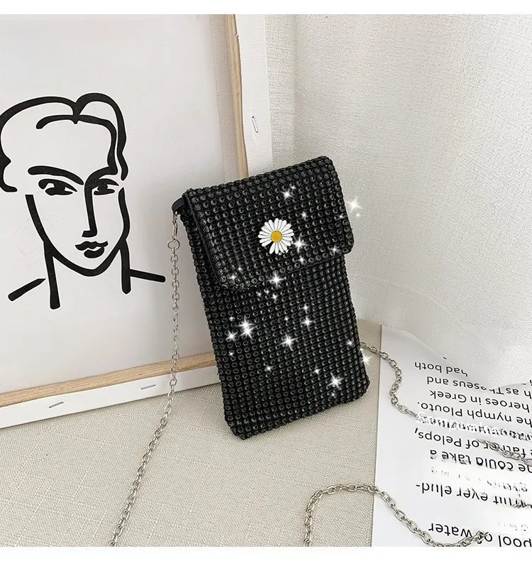 Internet Celebrity Style Casual Street Diamond Shiny Chain Shoulder Messenger Bag Trendy Fashion Shiny Personalized Phone Bag display picture 48
