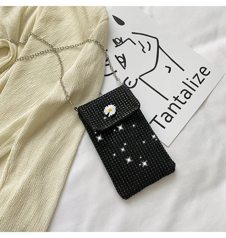 Internet Celebrity Style Casual Street Diamond Shiny Chain Shoulder Messenger Bag Trendy Fashion Shiny Personalized Phone Bag display picture 49