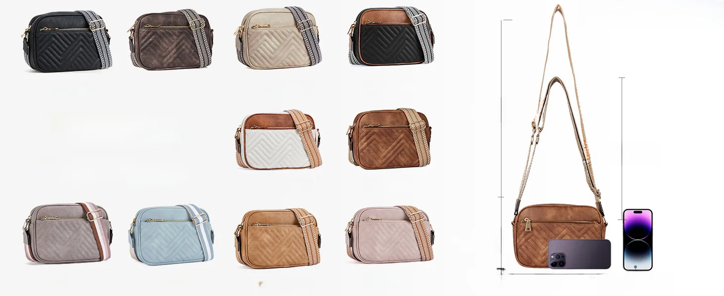 In Stock  Hot Sale Quilted Embroidered Plaid Color Matching Retro Shoulder Bag Zipper Shoulder Strap Messenger Bag Wallet Small Square Bag display picture 1