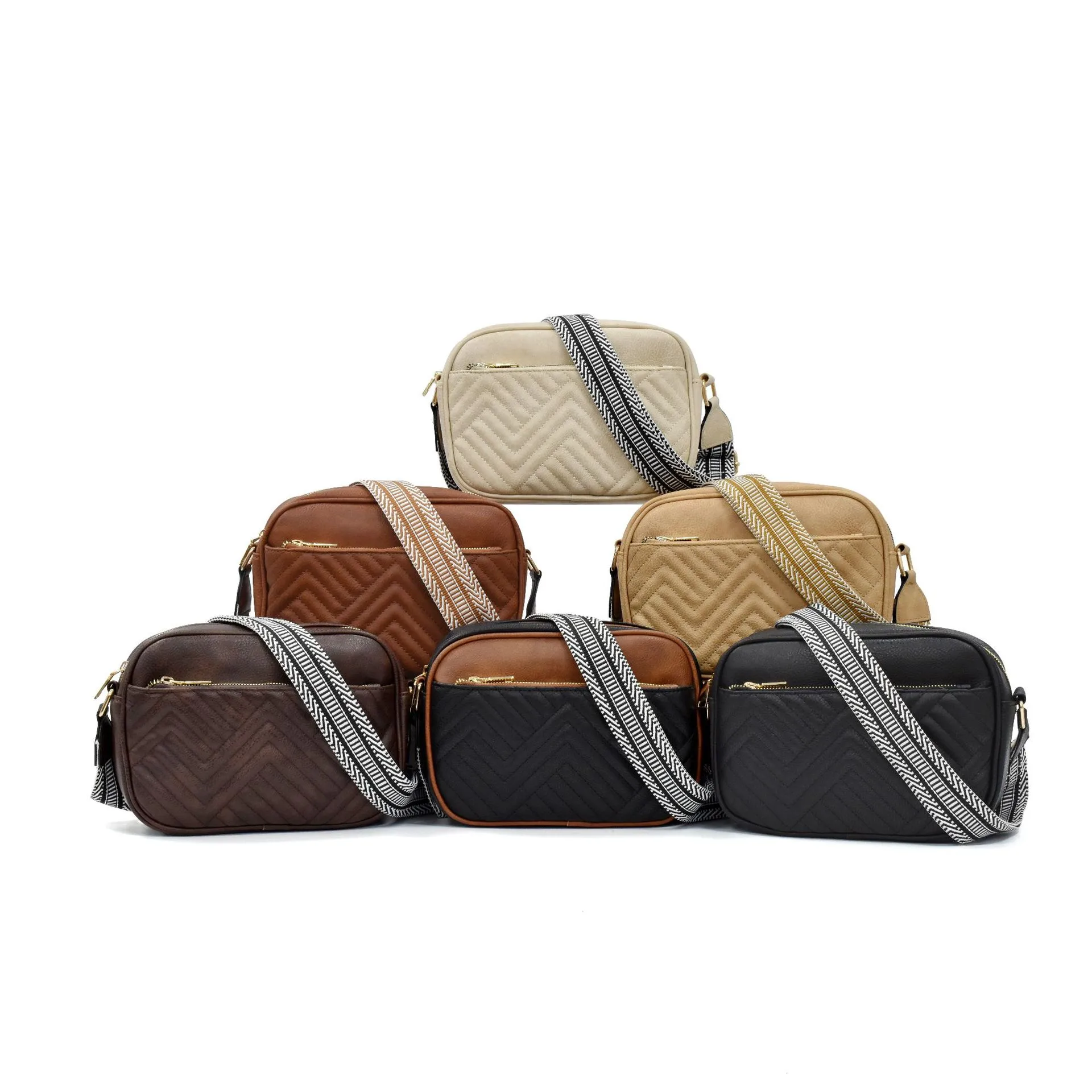 In Stock  Hot Sale Quilted Embroidered Plaid Color Matching Retro Shoulder Bag Zipper Shoulder Strap Messenger Bag Wallet Small Square Bag display picture 2
