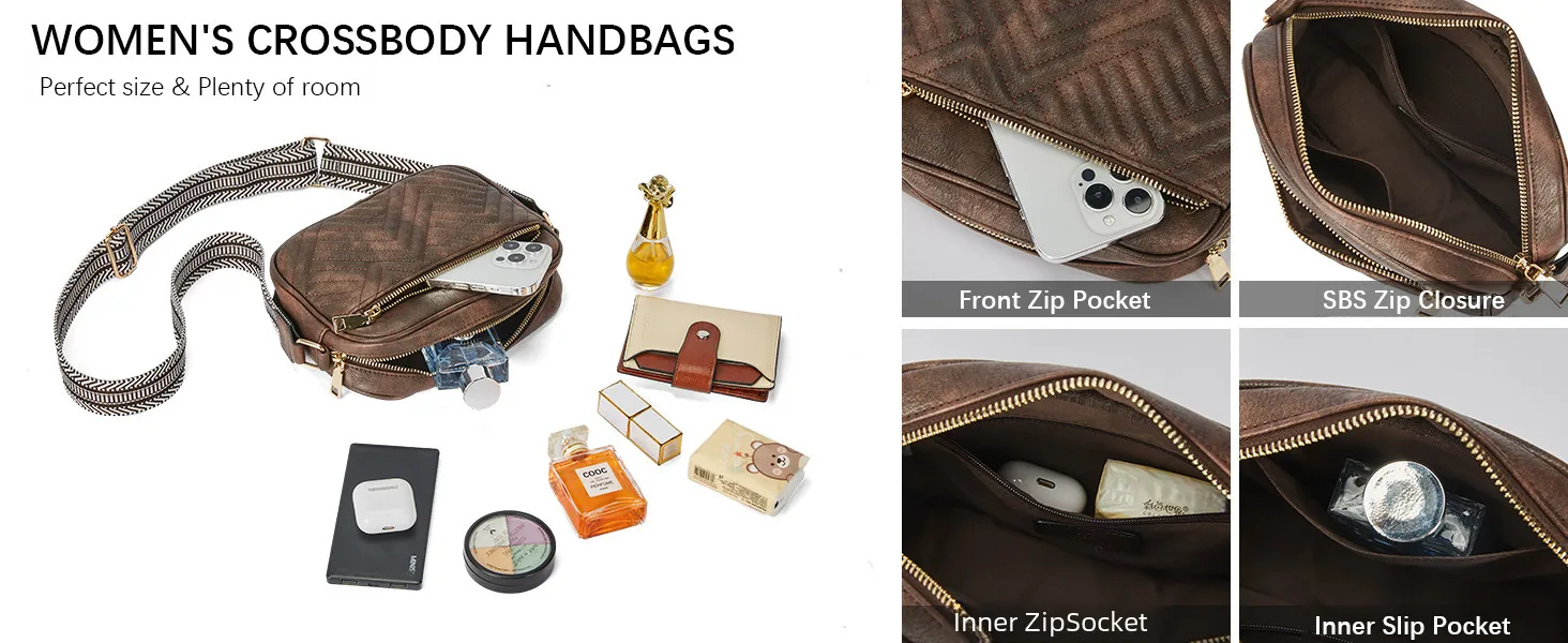 In Stock  Hot Sale Quilted Embroidered Plaid Color Matching Retro Shoulder Bag Zipper Shoulder Strap Messenger Bag Wallet Small Square Bag display picture 7