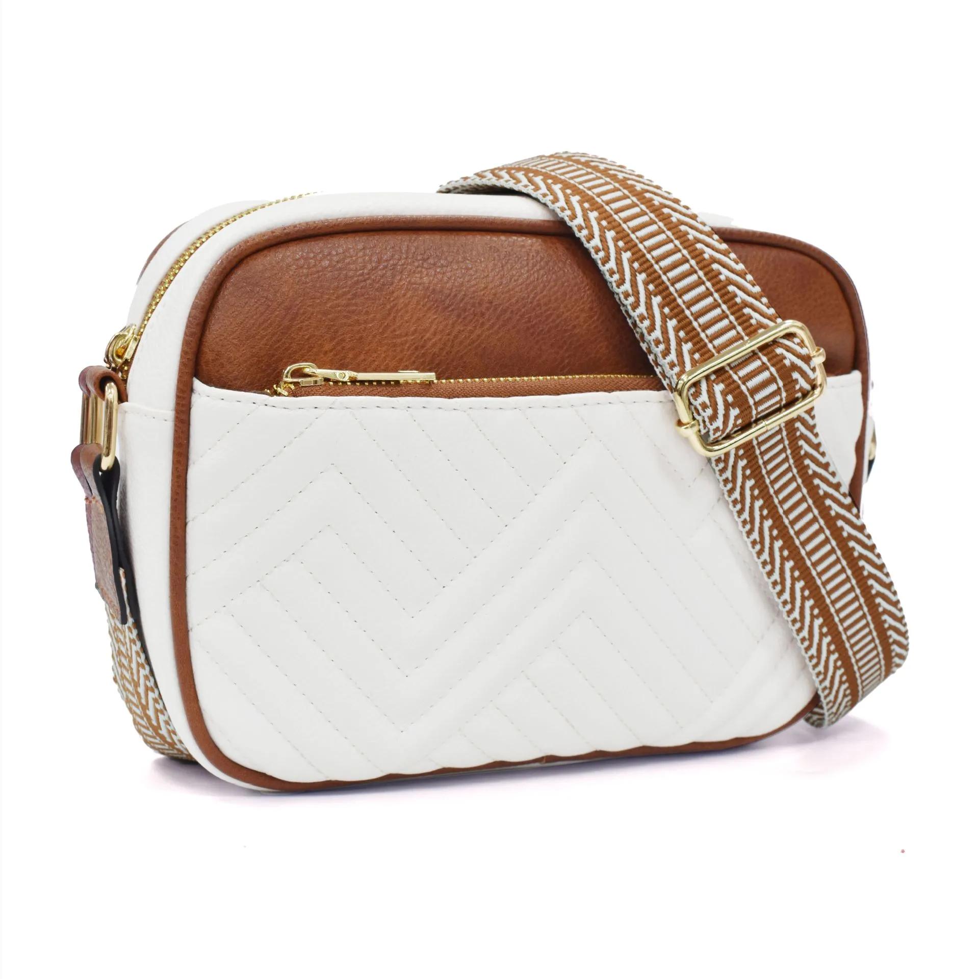 In Stock  Hot Sale Quilted Embroidered Plaid Color Matching Retro Shoulder Bag Zipper Shoulder Strap Messenger Bag Wallet Small Square Bag display picture 12