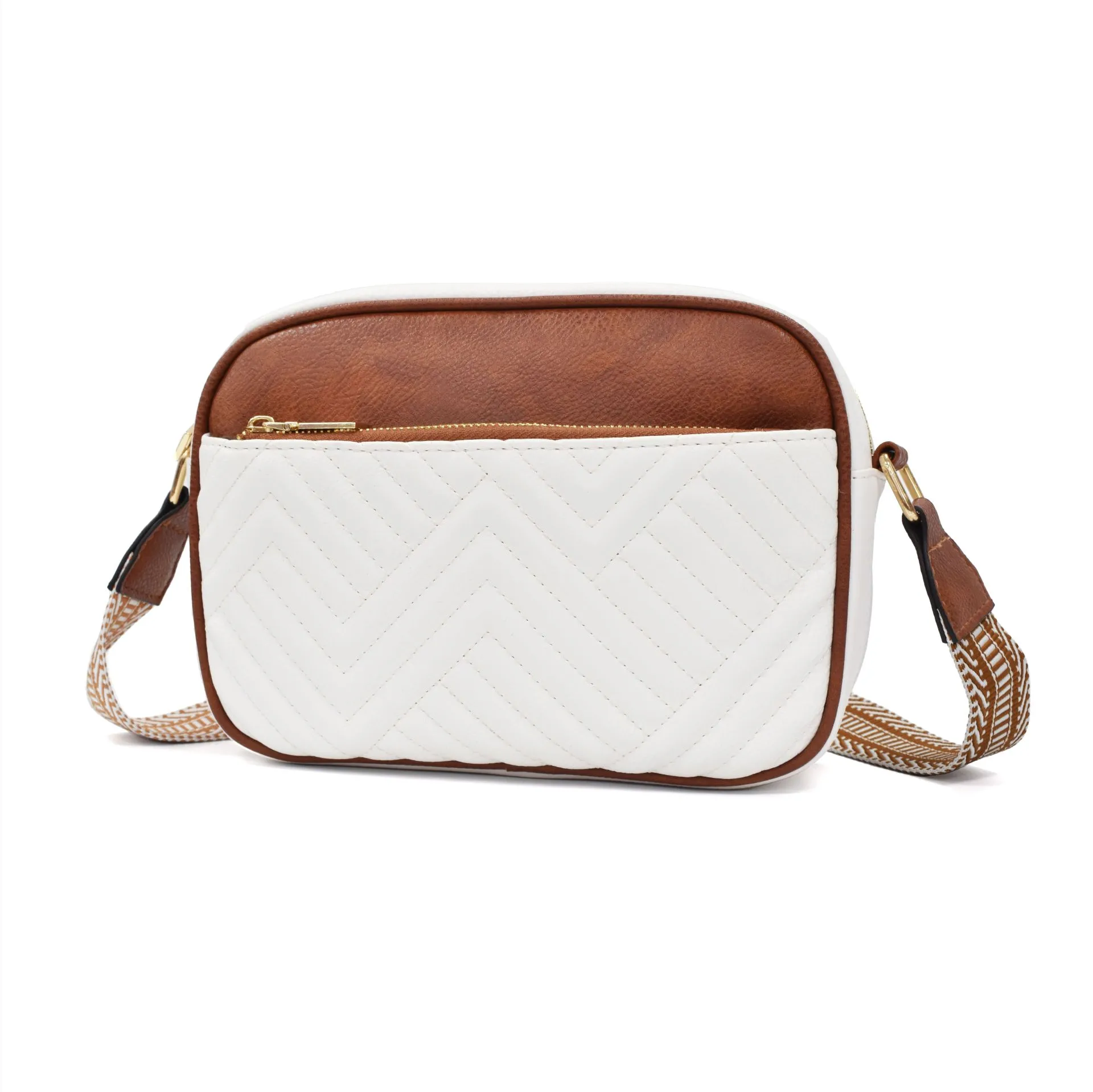 In Stock  Hot Sale Quilted Embroidered Plaid Color Matching Retro Shoulder Bag Zipper Shoulder Strap Messenger Bag Wallet Small Square Bag display picture 14