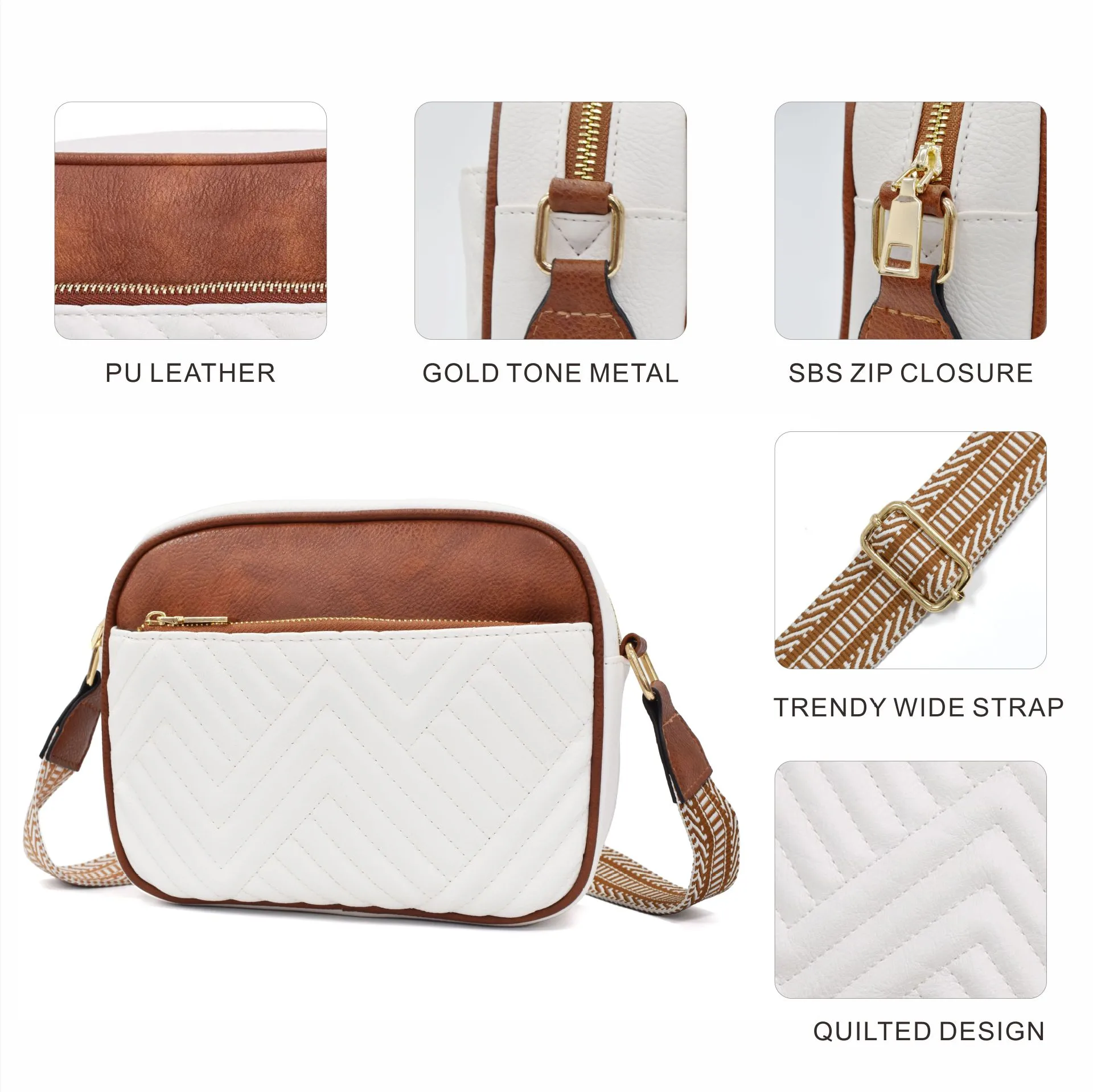 In Stock  Hot Sale Quilted Embroidered Plaid Color Matching Retro Shoulder Bag Zipper Shoulder Strap Messenger Bag Wallet Small Square Bag display picture 15