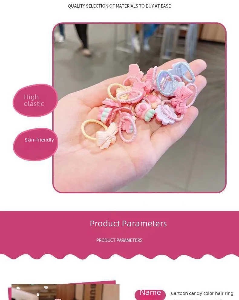 Korean Little Girl Hair Accessories Girl's Cute Candy Animal Does Not Harm Hair Tie Hair Elastic Hair Rope Hair Ring Set display picture 3
